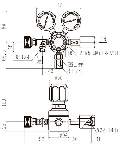 バランス式一段圧力調整器NPR-1S