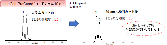 InertCap ProGuard（ガードカラム10 m）のクロマトグラム