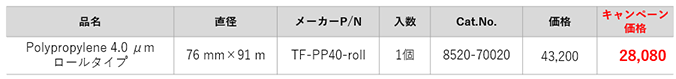 キャンペーン価格表